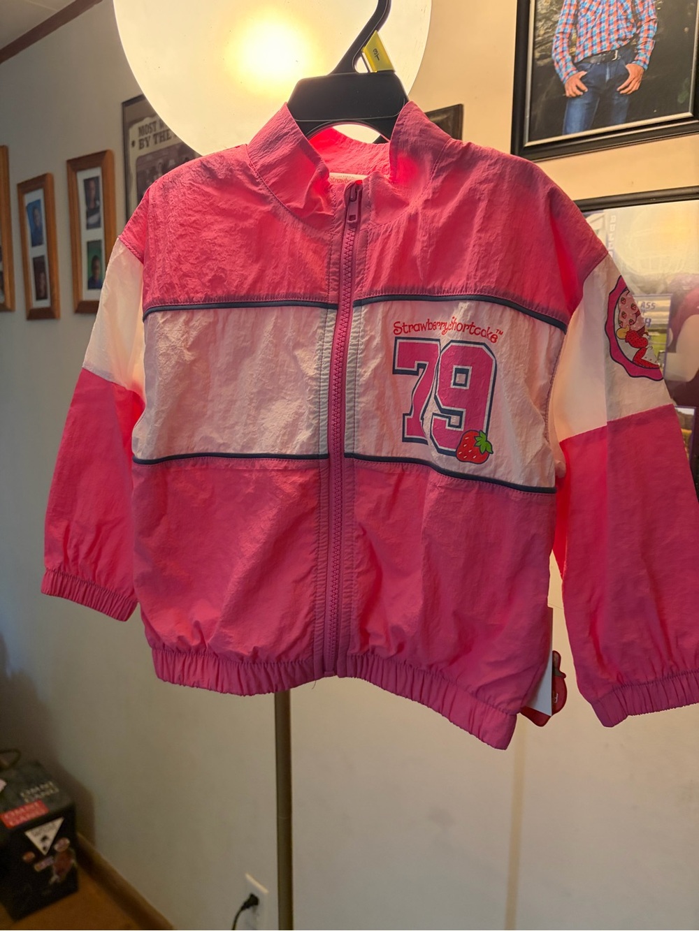 Strawberry Shortcake Pink Kids windbreaker Jacket with 79 Graphic